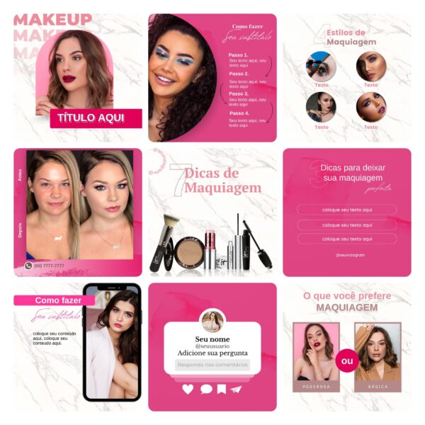 Pack Canva Maquiagem Maquiadora Template Editavel 30 Artes Bonus