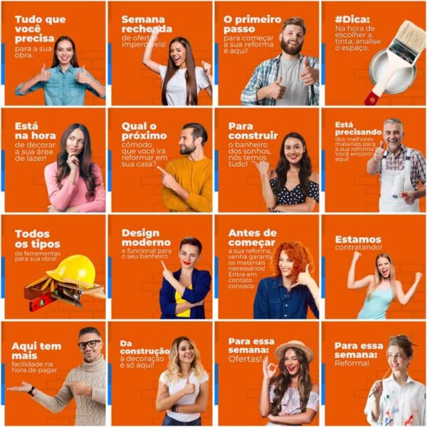 Pack Canva Materiais de Construção Template Canva 200 Artes + Legendas - Imagem 3