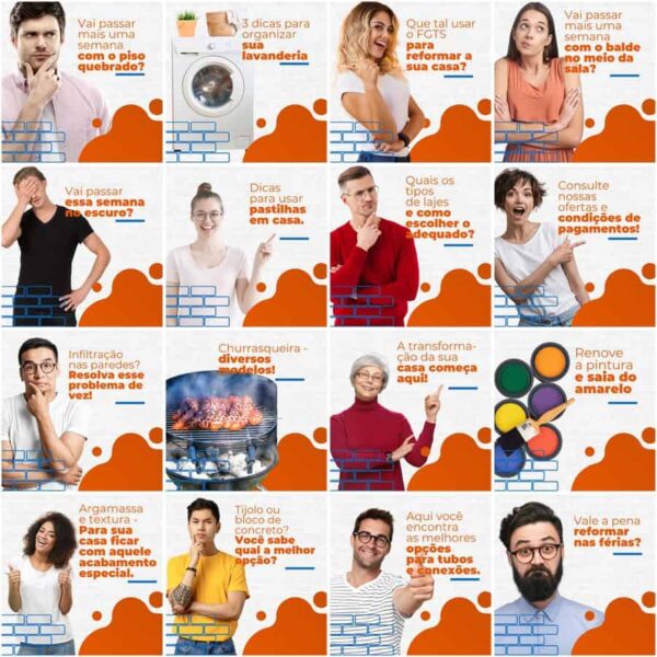 Pack Canva Materiais de Construção Template Canva 200 Artes + Legendas