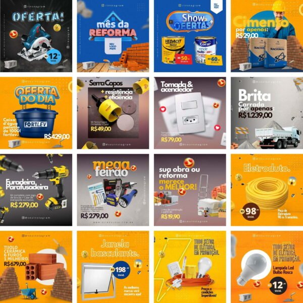 Pack Canva Materiais de Construção Template Canva 90 Artes + Bônus - Imagem 2