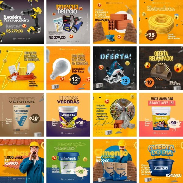 Pack Canva Material De Construcao Templates Editaveis 20 Artes Bonus