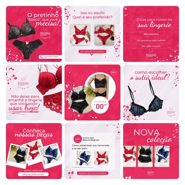 Pack Canva Moda Intima Lingerie Template Editavel 30 Artes Bonus 2