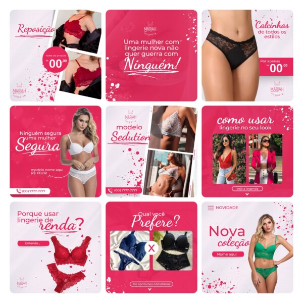Pack Canva Moda Intima Lingerie Template Editavel 30 Artes Bonus