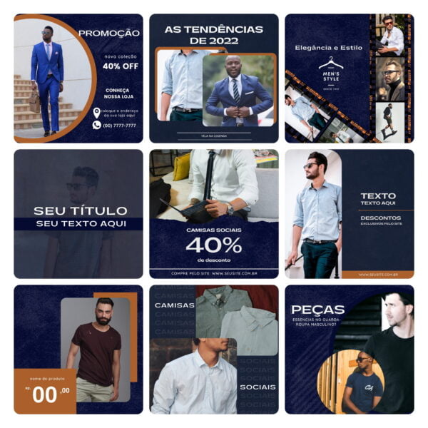 Pack Canva Moda Masculina Template Editavel 30 Artes Bonus