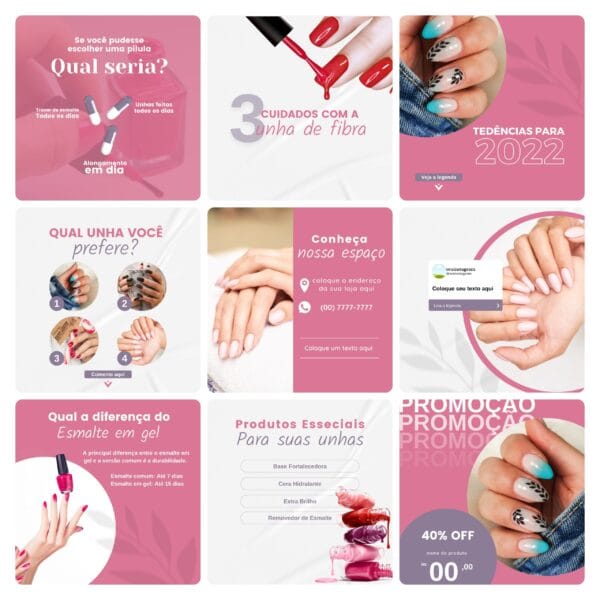 Pack Canva Nail Design Template Editavel 30 Artes Bonus 2