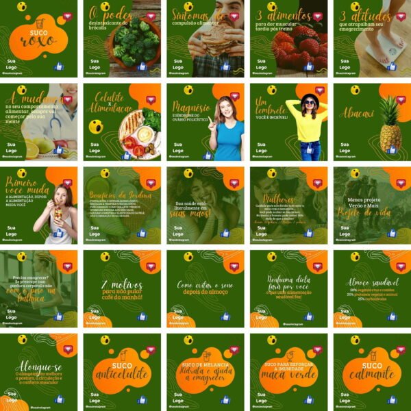 Pack Canva Nutricionista Nutricao Templates Editaveis 200 Artes Bonus