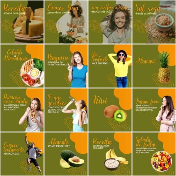 Pack Canva Nutricionista Nutricao Templates Editaveis 200 Artes Legendas 8