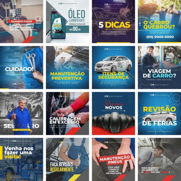 Pack Canva Oficina Mecânica Mecânico Template Canva 40 Artes + Bônus - Imagem 2
