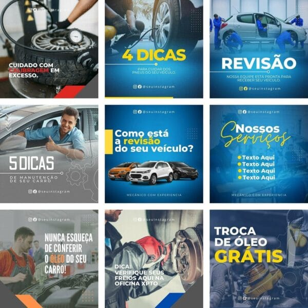 Pack Canva Oficina Mecânica Mecânico Template Canva 40 Artes + Bônus - Imagem 3