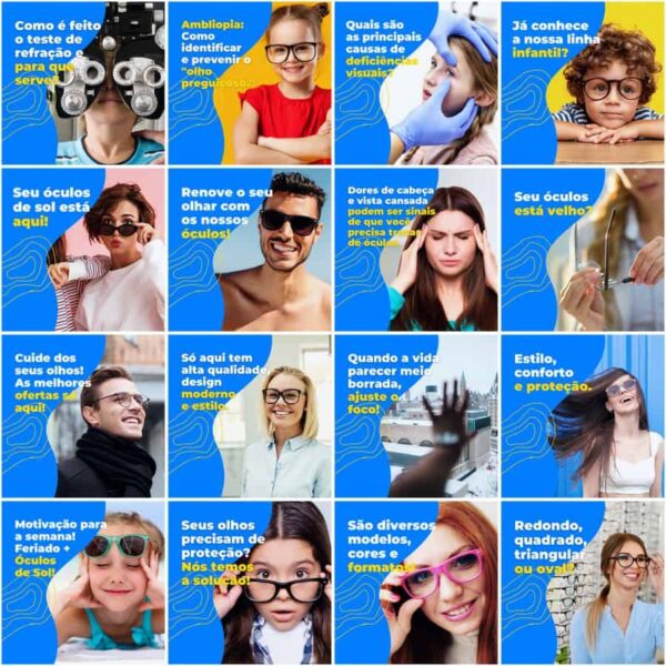 Pack Canva Óticas Oftalmologia Template Canva 200 Artes + Legendas - Imagem 7