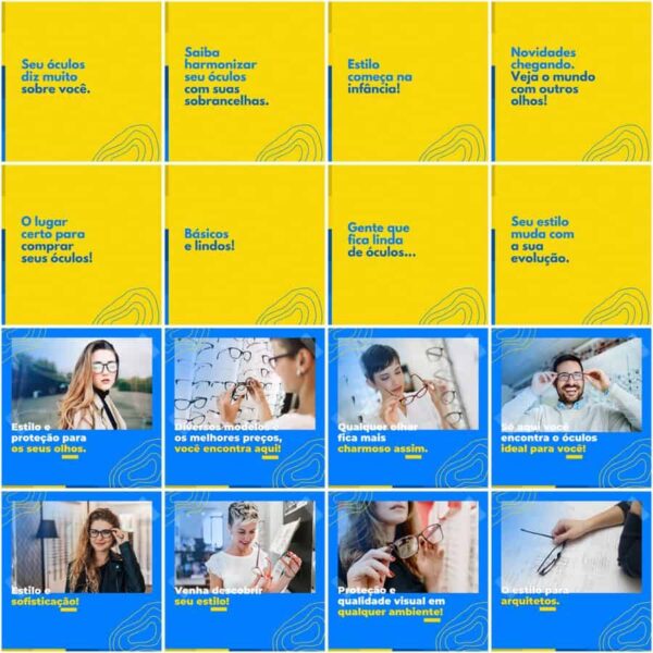 Pack Canva Óticas Oftalmologia Template Canva 200 Artes + Legendas - Imagem 5