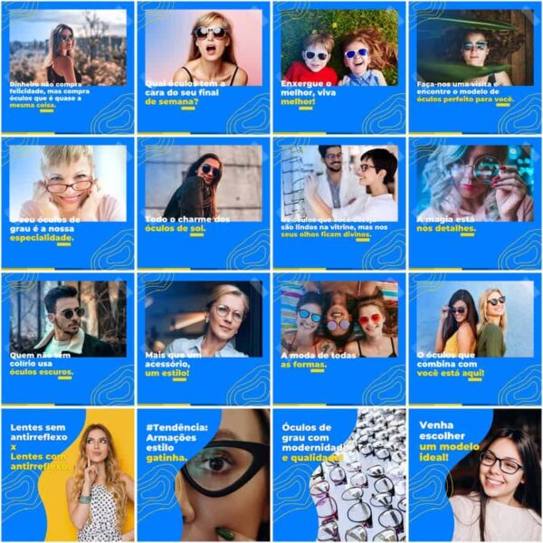 Pack Canva Óticas Oftalmologia Template Canva 200 Artes + Legendas - Imagem 6