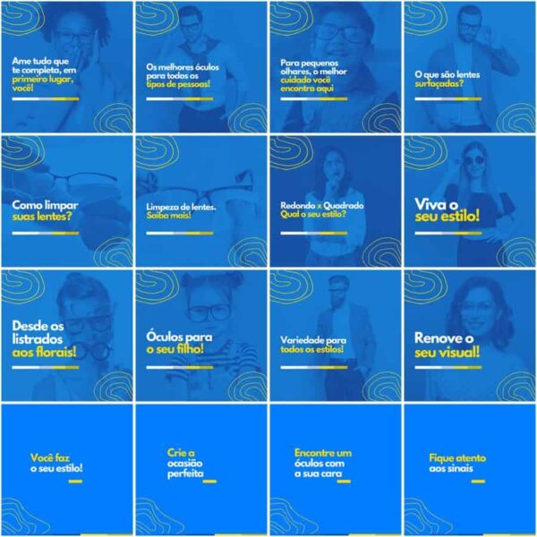 Pack Canva Óticas Oftalmologia Template Canva 200 Artes + Legendas - Imagem 4