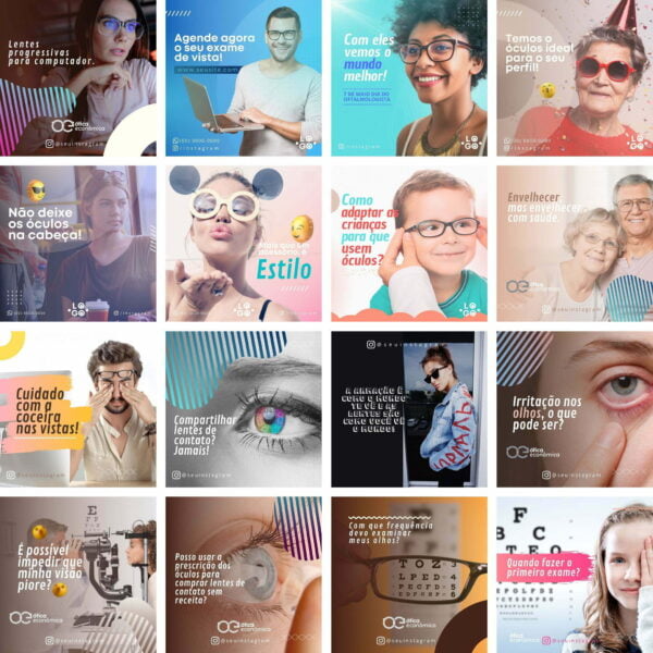 Pack Canva Óticas Oftalmologista Template Canva 44 Artes + Bônus