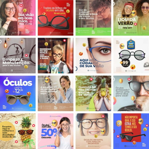 Pack Canva Óticas Oftalmologista Template Canva 44 Artes + Bônus - Imagem 2