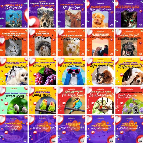 Pack Canva Pet Shop Petshop Templates Editaveis 100 Artes Bonus