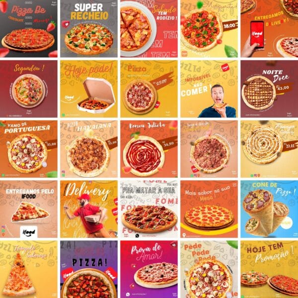 Pack Canva Pizzaria Pizza 30 Templates Editaveis 50 Artes Bonus