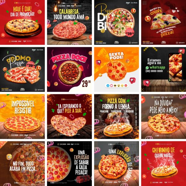 Pack Canva Pizzaria Pizza Templates Editaveis 30 Artes Bonus