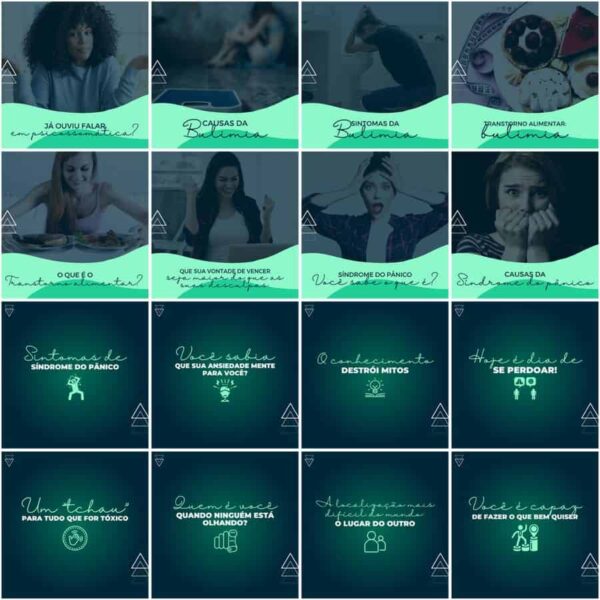 Pack Canva Psicólogo Psicologia Template Canva 200 Artes + Legendas - Imagem 3