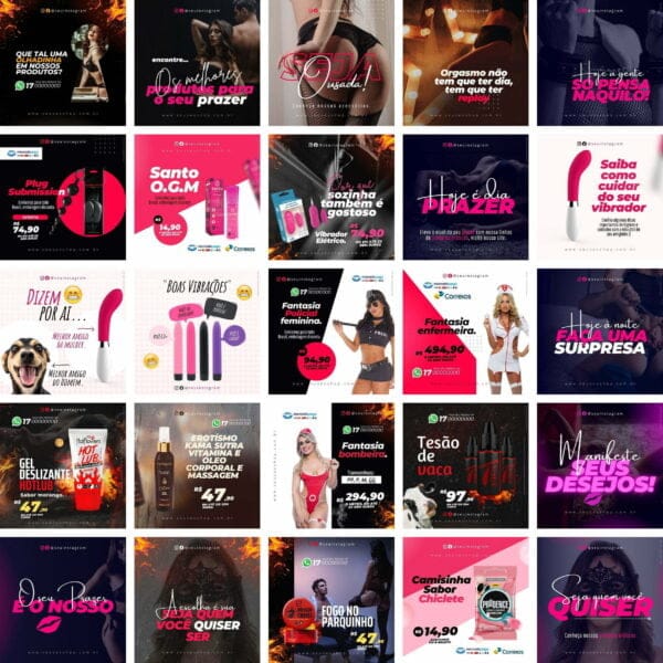 Pack Canva Sex Shop Template Canva 50 Artes + Bônus