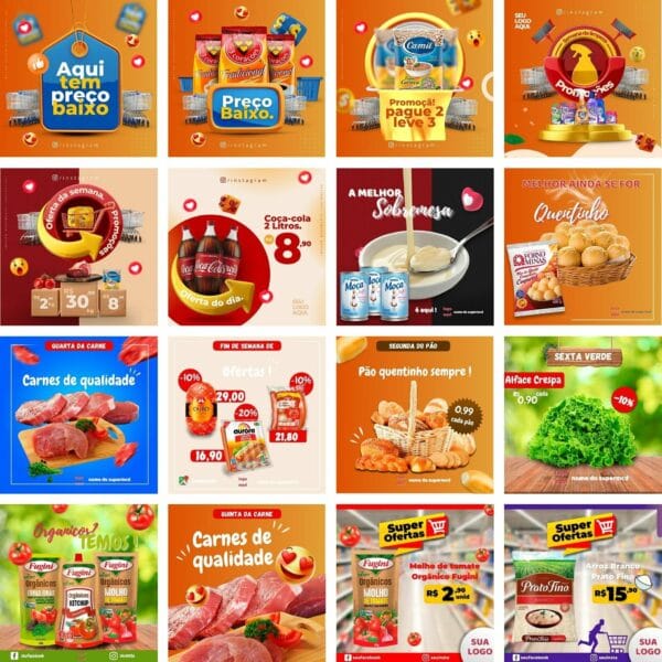 Pack Canva Supermercado Mercado Template Canva 32 Artes + Bônus - Imagem 2