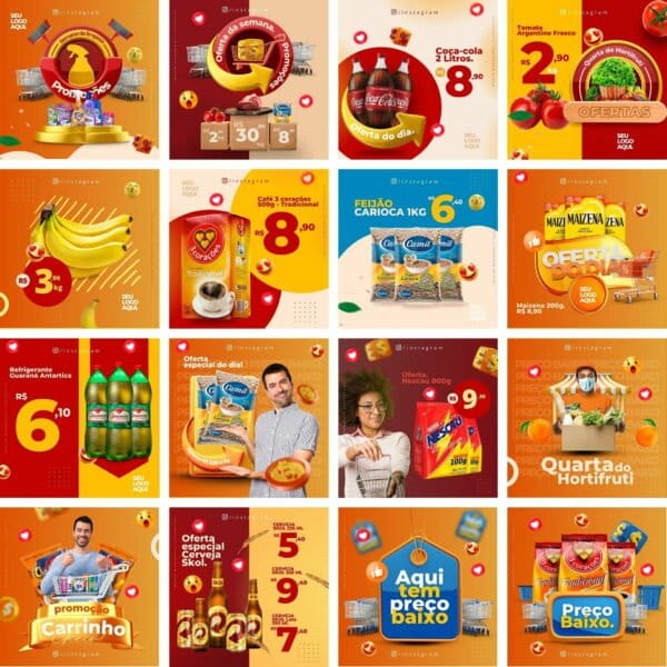 Pack Canva Supermercado Mercados Templates Editaveis 22 Artes Bonus