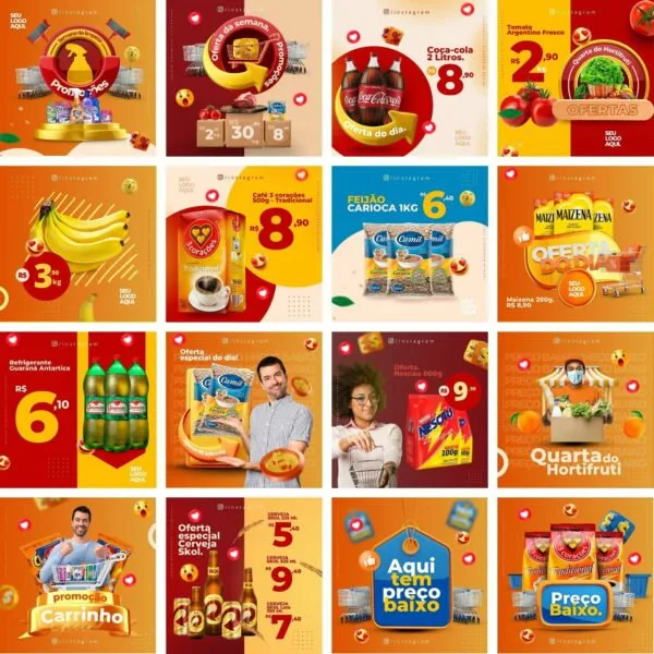 Pack Canva Supermercado Mercados Templates Editaveis 22 Artes Bonus