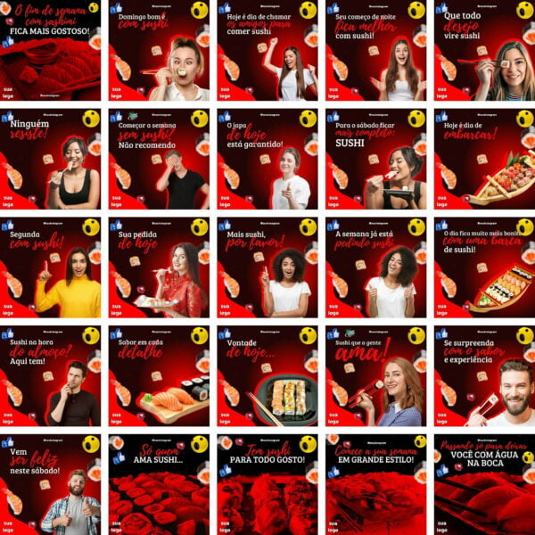 Pack Canva Sushi Comida Japonesa Templates Editaveis 200 Artes Bonus 2