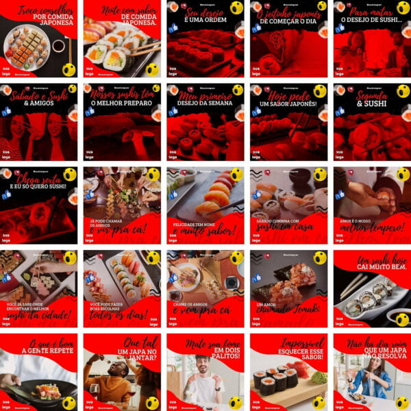 Pack Canva Sushi Comida Japonesa Templates Editaveis 200 Artes Bonus