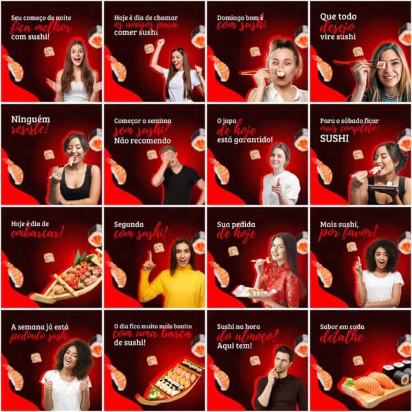 Pack Canva Sushi Templates Editaveis 200 Artes Legendas