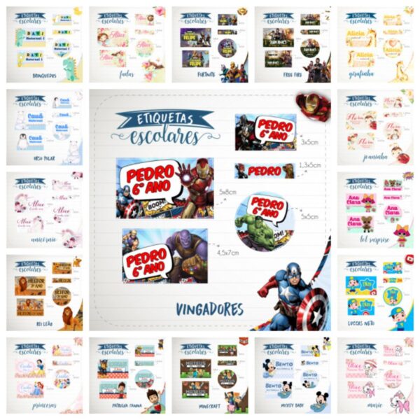 Pack de Etiquetas Escolares - Arquivo Digital