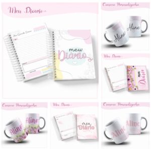 pack diario adulto feminino arquivo digital papelaria personalizada