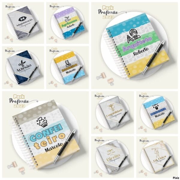 Pack Digital Agendas Profissões Masculinas + Canecas - Imagem 2