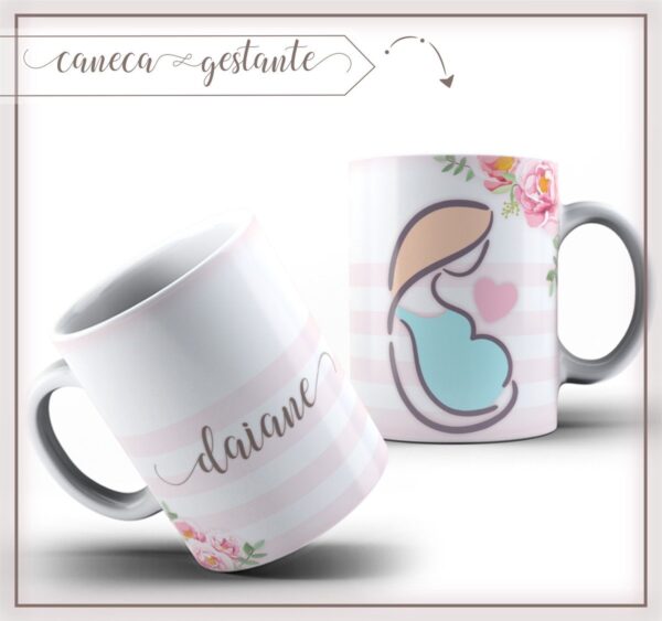 Pack Estampa Arte Caneca Gestante - Arquivo Digital - Imagem 2