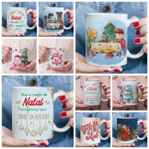 pack estampa arte caneca natal arquivo digital pack artes sublimacao canecas