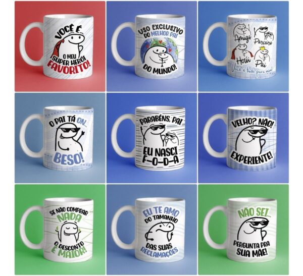 Pack Estampas Caneca Dia dos Pais Flork Em Corel Sublimação