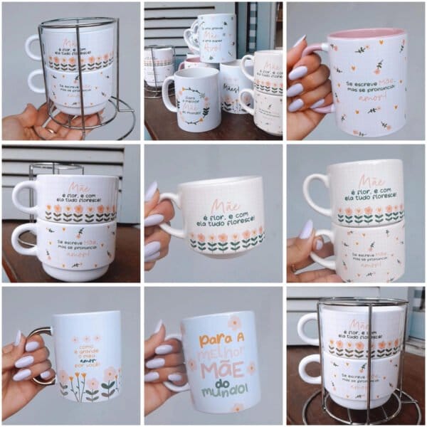 Pack Estampas Caneca e Xícara Dia das Mães 2024 Imagens PNG