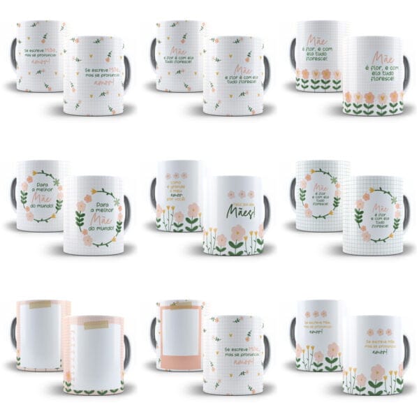Pack Estampas Caneca e Xícara Dia das Mães 2024 Imagens PNG