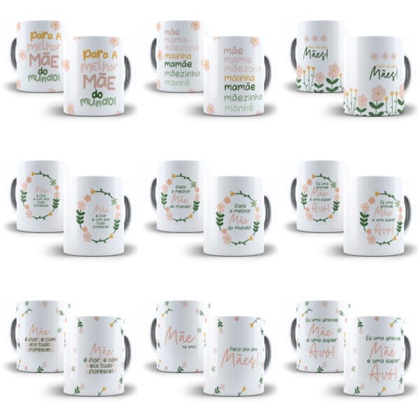 Pack Estampas Caneca e Xícara Dia das Mães 2024 Imagens PNG