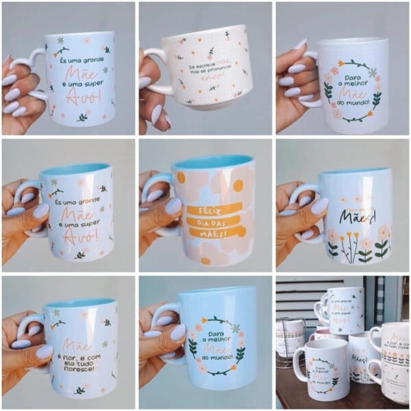 Pack Estampas Caneca e Xícara Dia das Mães 2024 Imagens PNG