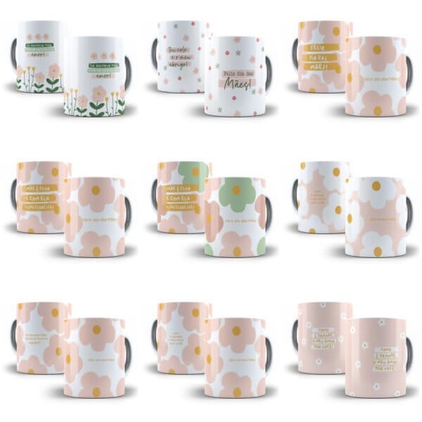Pack Estampas Caneca e Xícara Dia das Mães 2024 Imagens PNG