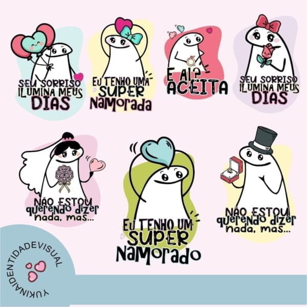 Pack Flork Dia Dos Namorados Frases Neutro E Confeiteiro Png
