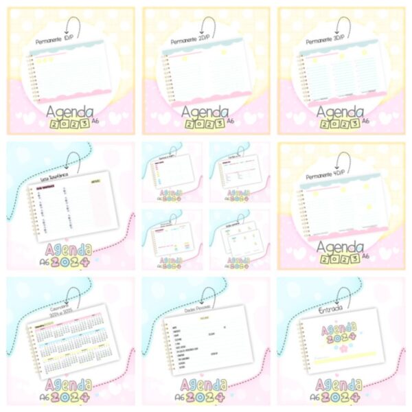 Pack Mini Agenda A6 2024 - Arquivo Digital