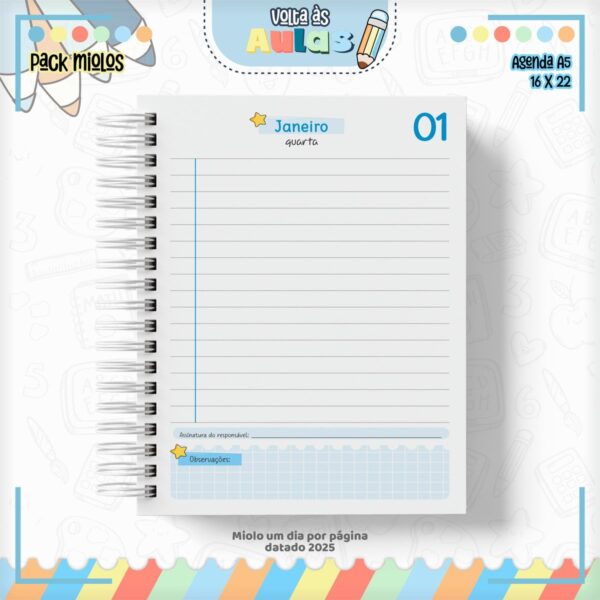 Pack Miolo Agendas Escolares A5 2025 - Arquivo Digital - Imagem 3