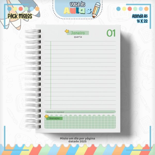 Pack Miolo Agendas Escolares A5 2025 - Arquivo Digital - Imagem 5