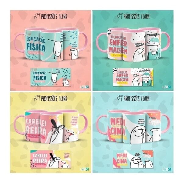 Pack Profissões Artes Caneca Flork Frases Engraçadas V1
