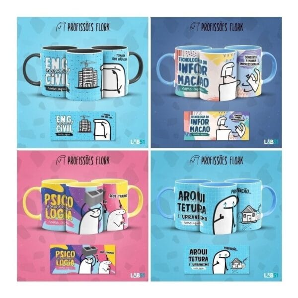 Pack Profissões Artes Caneca Flork Frases Engraçadas V1