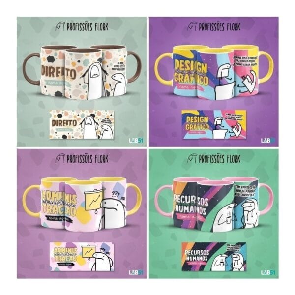 Pack Profissões Artes Caneca Flork Frases Engraçadas V1