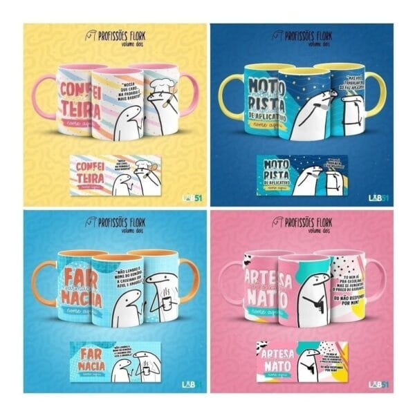 Pack Profissões Artes Caneca Flork Frases Engraçadas V2