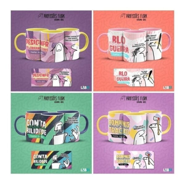 Pack Profissões Artes Caneca Flork Frases Engraçadas V2
